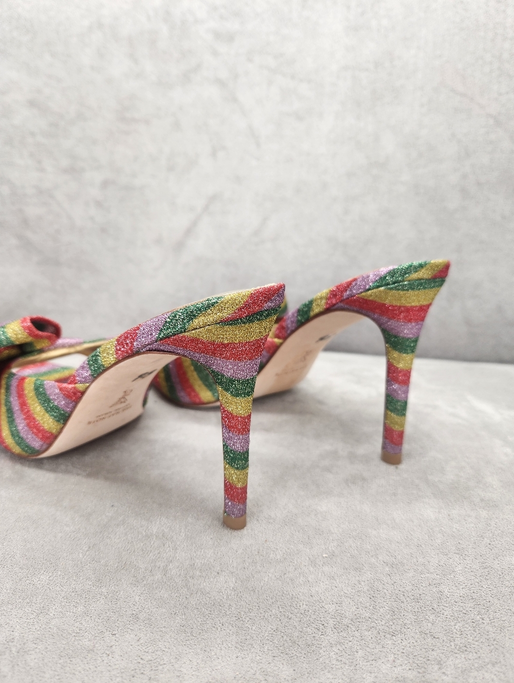 Antonio Melani The Nat Note Dress Mules 9.5 Rainbow Striped Julieta Bow New $180 - Picture 13 of 17